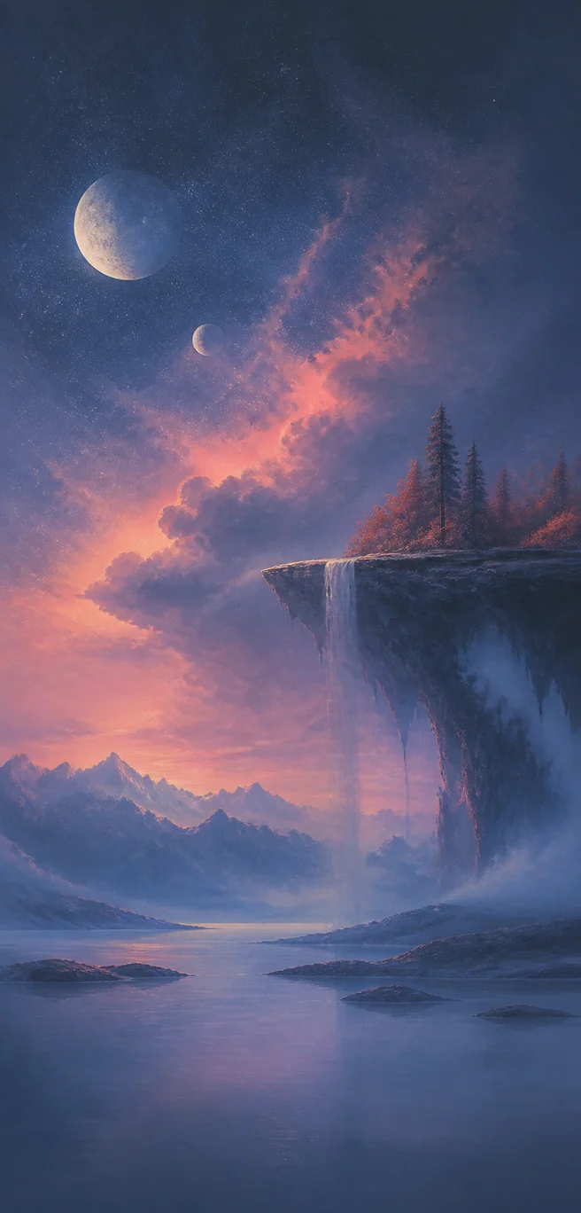 Fiordo bajo la luna