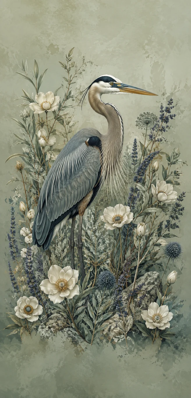 鼠尾草與蒼鷺